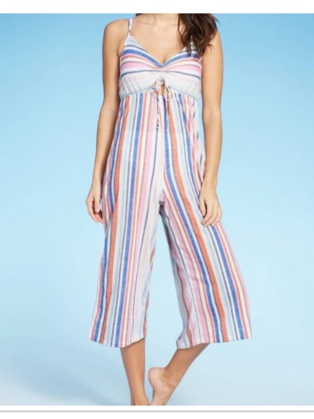Xhilaration Spaghetti Strap Multicolor Striped Romper Jumpsuit NWT